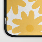 Crayon Flowers Cheerful Floral Pattern in Mustard Yellow and White Laptop Sleeve Gallery Image 3