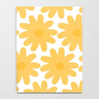 Crayon Flowers Cheerful Floral Pattern in Mustard Yellow and White Notebook Gallery Image 4