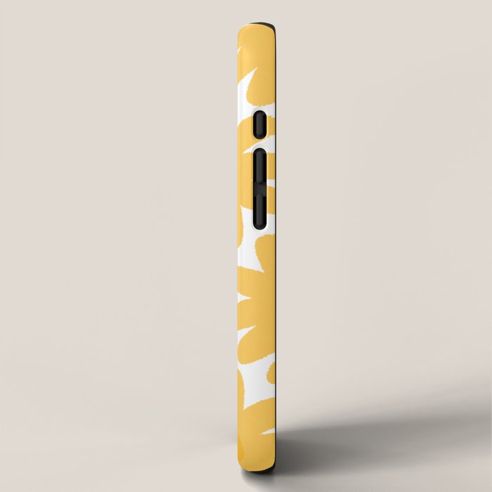 Crayon Flowers Cheerful Floral Pattern in Mustard Yellow and White iPhone Case Gallery Image 2