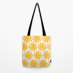 Crayon Flowers Cheerful Floral Pattern in Mustard Yellow and White Tote Bag Gallery Image 2
