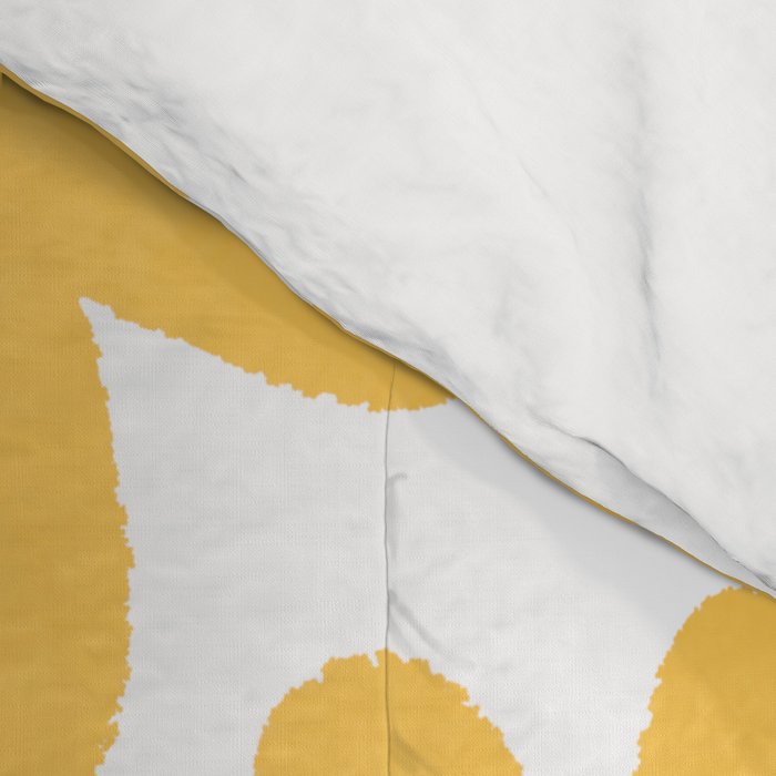 Crayon Flowers Cheerful Floral Pattern in Mustard Yellow and White Comforter Gallery Image 4