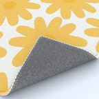Crayon Flowers Cheerful Floral Pattern in Mustard Yellow and White Rug Gallery Image 4