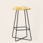 Crayon Flowers Cheerful Floral Pattern in Mustard Yellow and White Stool Gallery Image 1