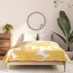 Crayon Flowers Cheerful Floral Pattern in Mustard Yellow and White Comforter Gallery Image 3