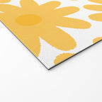 Crayon Flowers Cheerful Floral Pattern in Mustard Yellow and White Welcome Mat Gallery Image 2