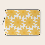 Crayon Flowers Cheerful Floral Pattern in Mustard Yellow and White Laptop Sleeve Gallery Image 1