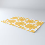 Crayon Flowers Cheerful Floral Pattern in Mustard Yellow and White Rug Gallery Image 3