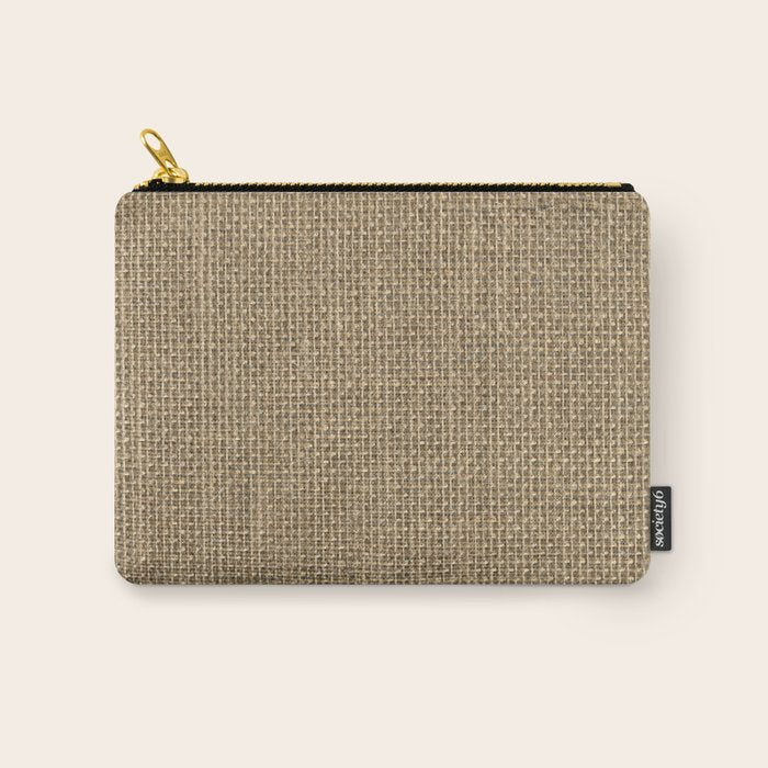 Natural Woven Beige Burlap Sack Cloth Carry All Pouch Gallery Image 1