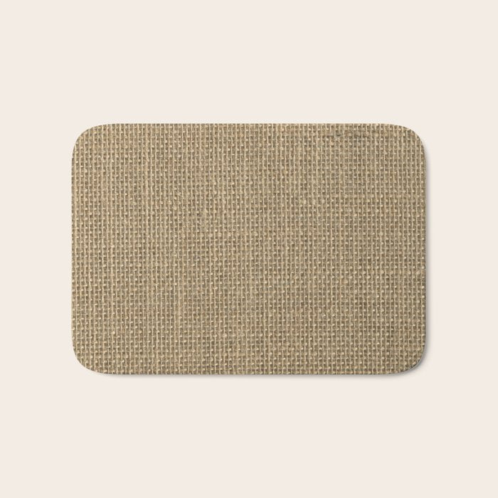 Natural Woven Beige Burlap Sack Cloth Bath Mat Gallery Image 1