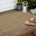 Natural Woven Beige Burlap Sack Cloth Outdoor Rug Gallery Image 2