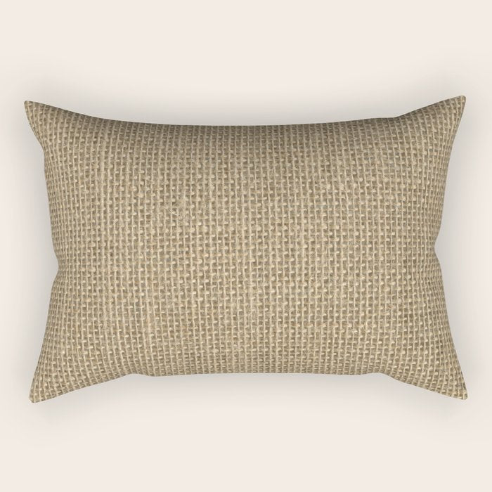 Natural Woven Beige Burlap Sack Cloth Rectangular Pillow Gallery Image 2
