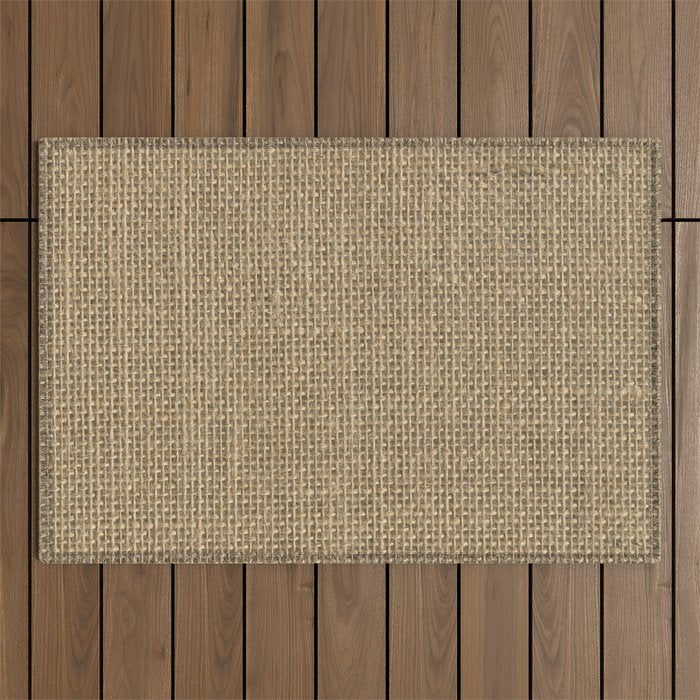 Natural Woven Beige Burlap Sack Cloth Outdoor Rug Gallery Image 1