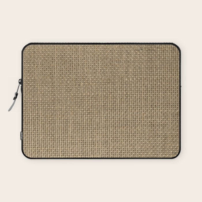 Natural Woven Beige Burlap Sack Cloth Laptop Sleeve Gallery Image 1