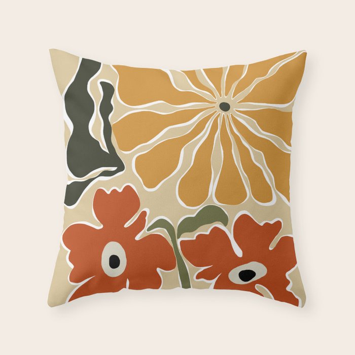 Bold Garden from 70s Throw Pillow Gallery Image 1