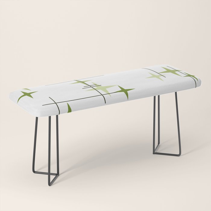 Mid Century Modern Stars Chartreuse Green Bench Gallery Image 1