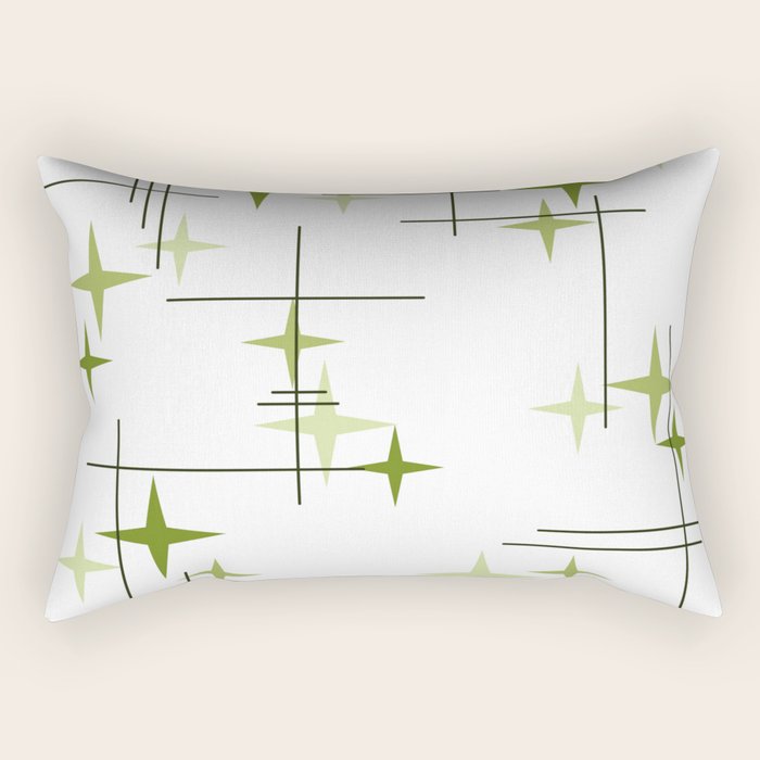 Mid Century Modern Stars Chartreuse Green Rectangular Pillow Gallery Image 1
