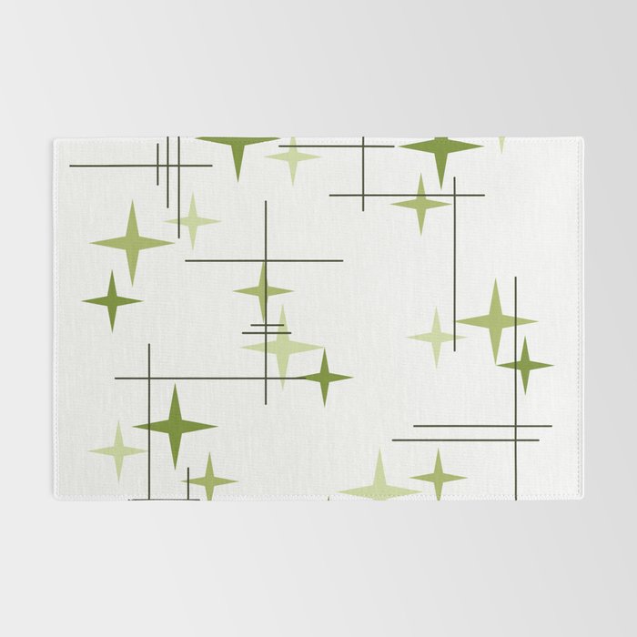 Mid Century Modern Stars Chartreuse Green Rug Gallery Image 2
