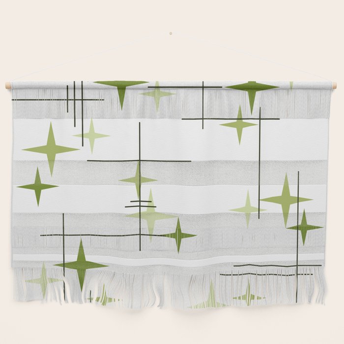Mid Century Modern Stars Chartreuse Green Wall Hanging Gallery Image 1