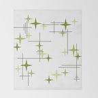 Mid Century Modern Stars Chartreuse Green Throw Blanket Gallery Image 2