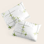 Mid Century Modern Stars Chartreuse Green Pillow Sham Gallery Image 3