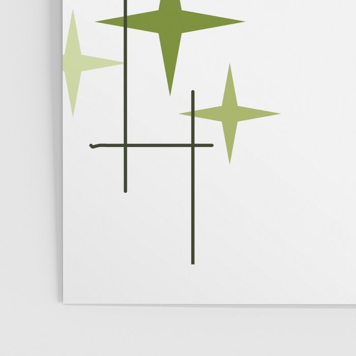 Mid Century Modern Stars Chartreuse Green Poster Gallery Image 3