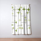 Mid Century Modern Stars Chartreuse Green Window Curtain Gallery Image 3