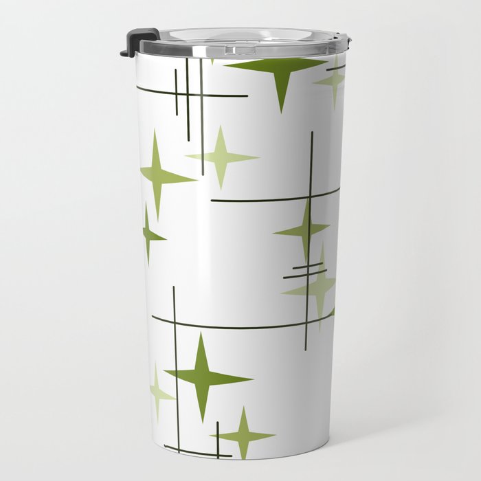 Mid Century Modern Stars Chartreuse Green Travel Mug Gallery Image 3
