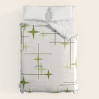 Mid Century Modern Stars Chartreuse Green Duvet Cover Gallery Image 6