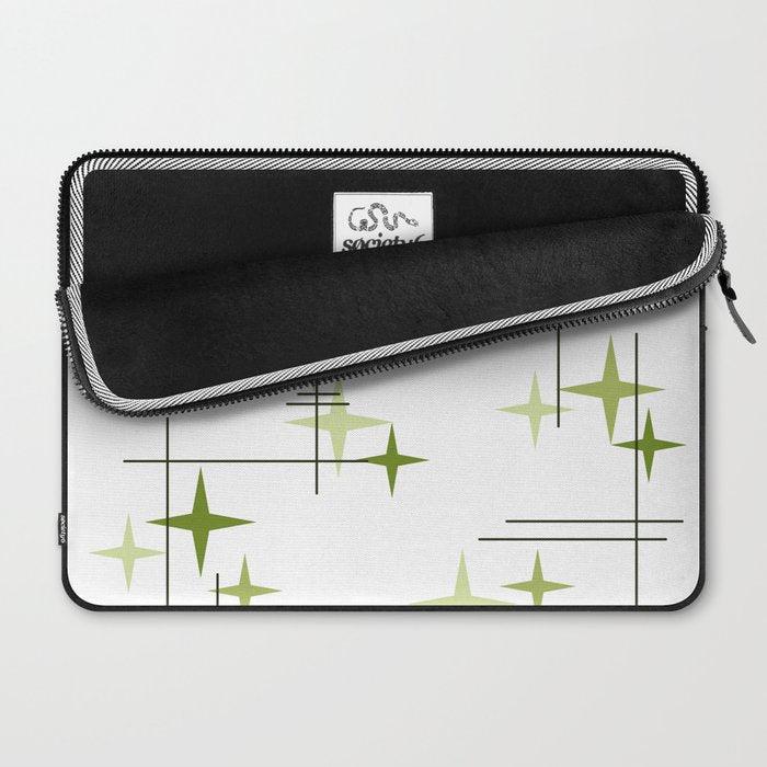 Mid Century Modern Stars Chartreuse Green Laptop Sleeve Gallery Image 2