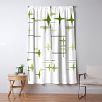 Mid Century Modern Stars Chartreuse Green Window Curtain Gallery Image 5