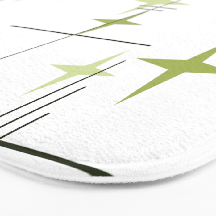 Mid Century Modern Stars Chartreuse Green Bath Mat Gallery Image 3