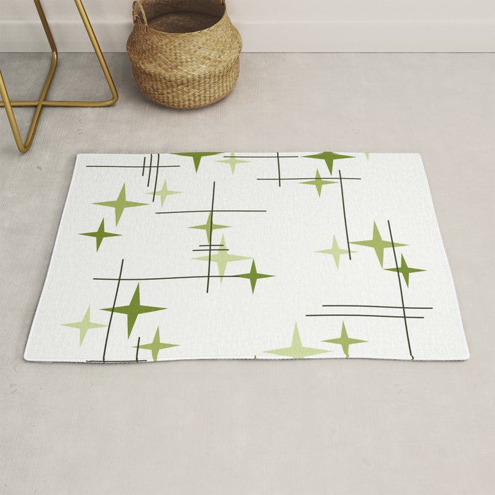 Mid Century Modern Stars Chartreuse Green Rug Gallery Image 1