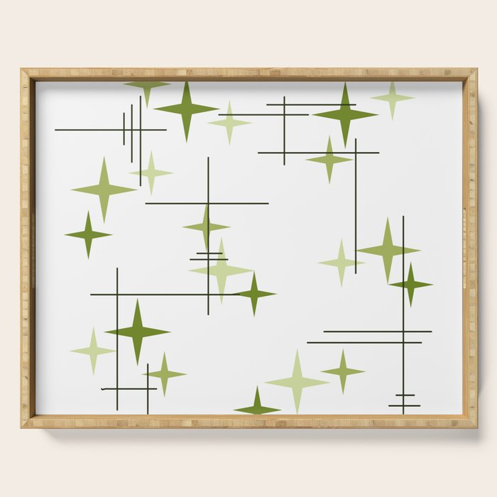 Mid Century Modern Stars Chartreuse Green Serving Tray Gallery Image 1