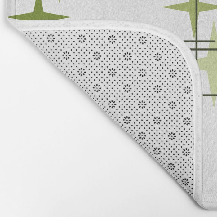 Mid Century Modern Stars Chartreuse Green Bath Mat Gallery Image 2