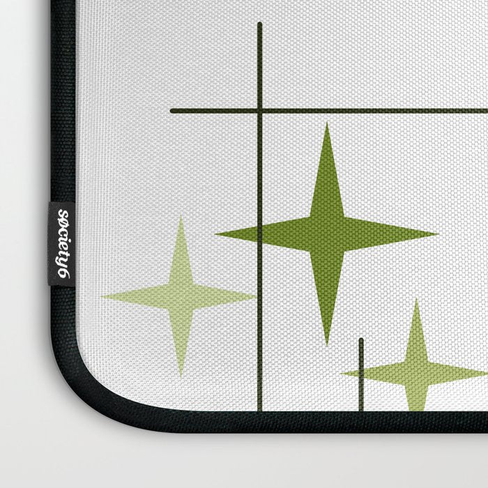 Mid Century Modern Stars Chartreuse Green Laptop Sleeve Gallery Image 3
