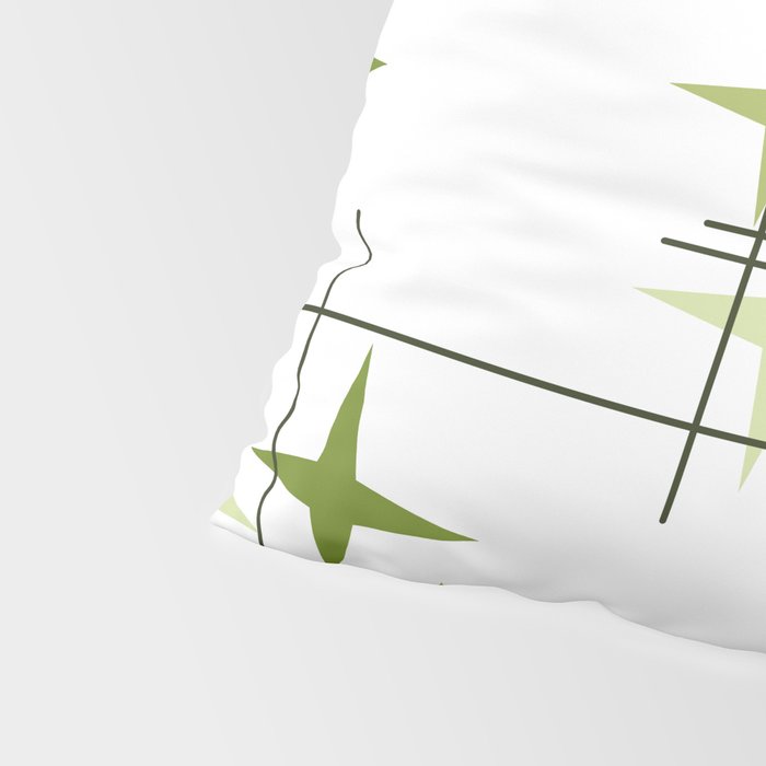Mid Century Modern Stars Chartreuse Green Pillow Sham Gallery Image 4