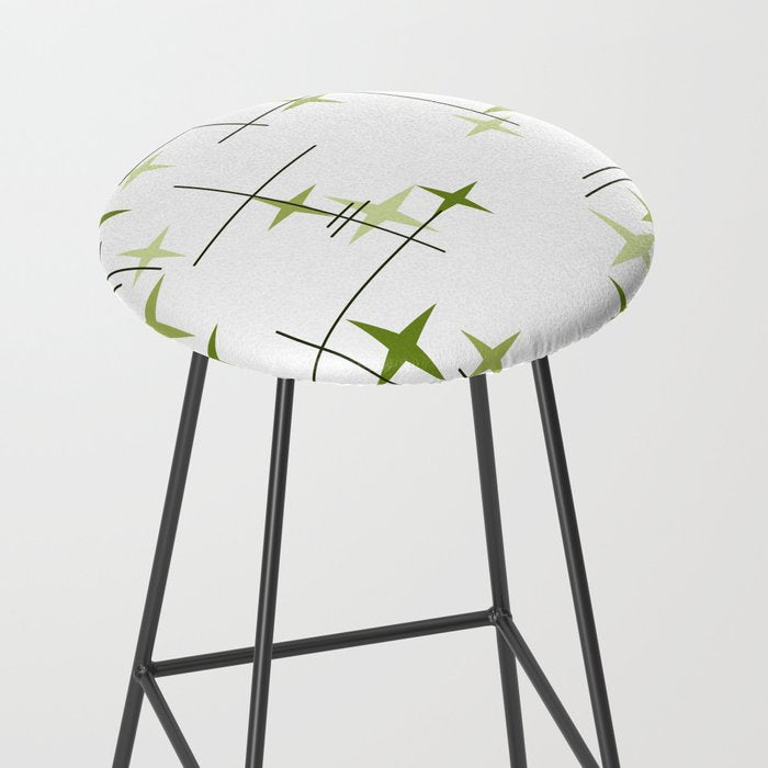 Mid Century Modern Stars Chartreuse Green Stool Gallery Image 2