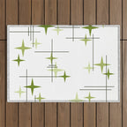 Mid Century Modern Stars Chartreuse Green Outdoor Rug Gallery Image 1