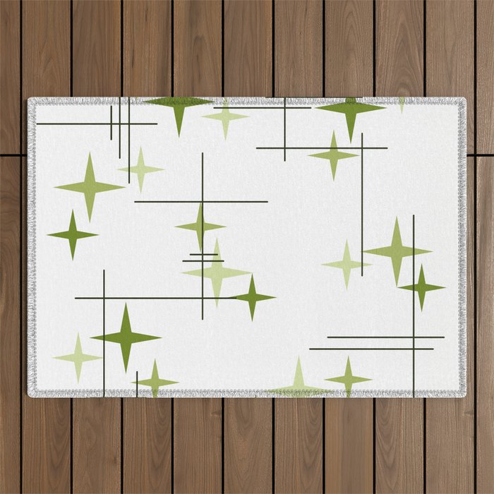 Mid Century Modern Stars Chartreuse Green Outdoor Rug Gallery Image 1