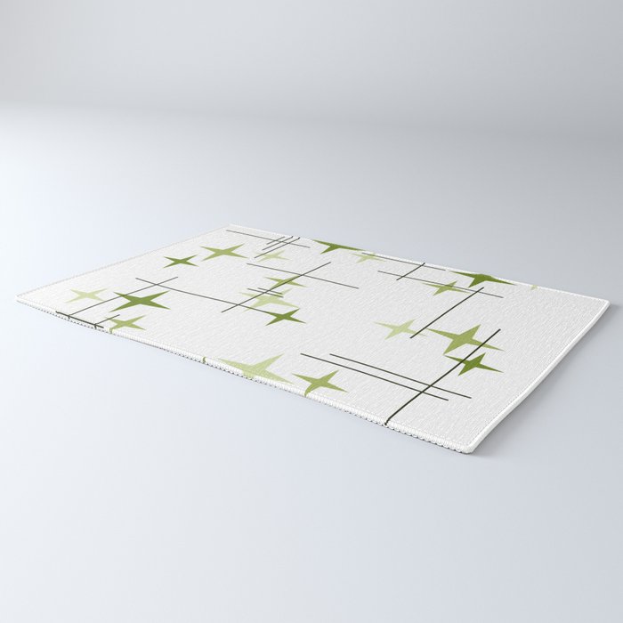Mid Century Modern Stars Chartreuse Green Rug Gallery Image 3