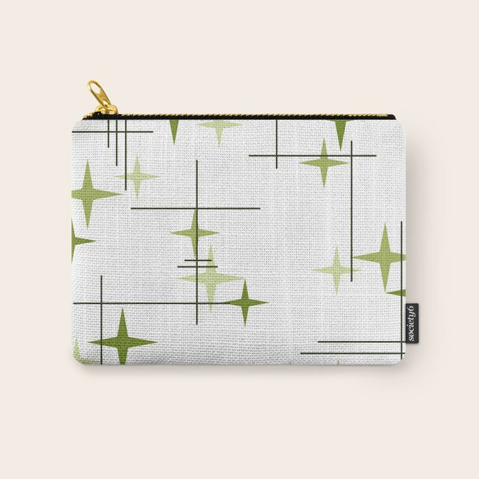 Mid Century Modern Stars Chartreuse Green Carry All Pouch Gallery Image 1