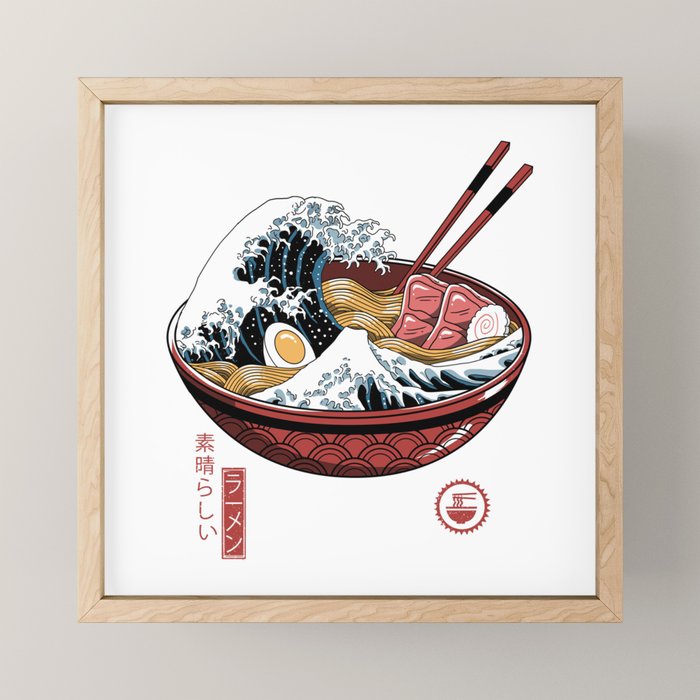 Great Ramen Wave White Mini Art Print