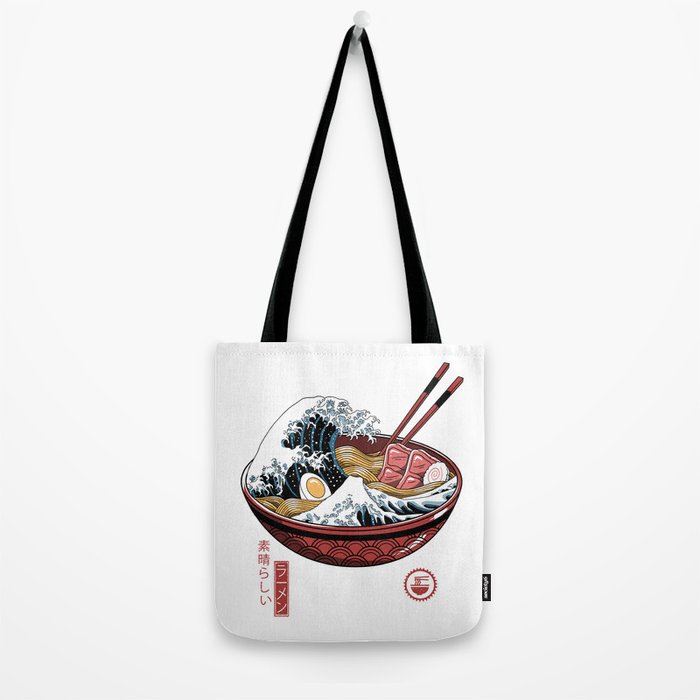 Great Ramen Wave White Tote Bag Gallery Image 2
