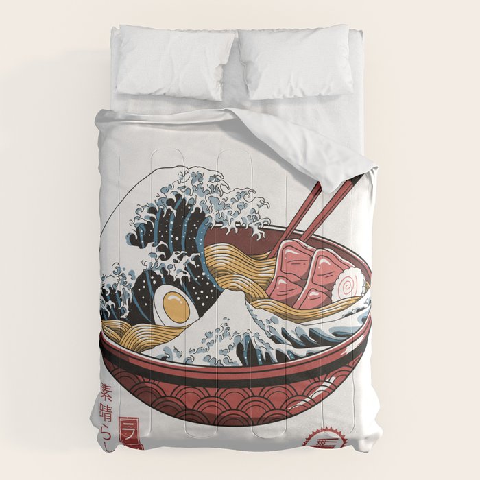 Great Ramen Wave White Comforter Gallery Image 6