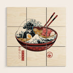 Great Ramen Wave White Wood Wall Art Gallery Image 1