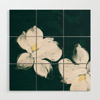 White Flowers On Green Wood Wall Art Gallery Image 1