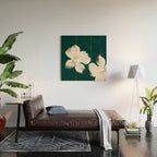 White Flowers On Green Wood Wall Art Gallery Image 2