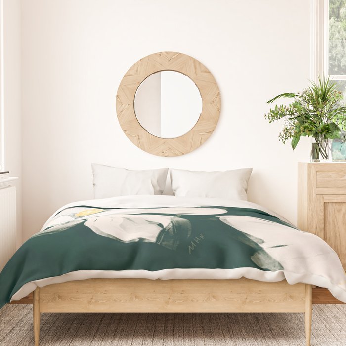 White Flowers On Green Duvet Cover Gallery Image 3