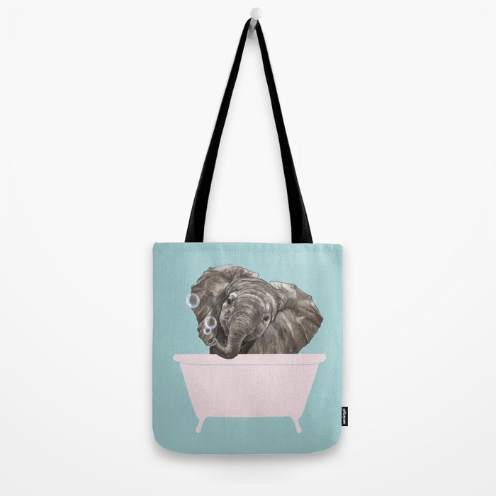 Baby Elephant in Bathtub Tote Bag Gallery Image 2