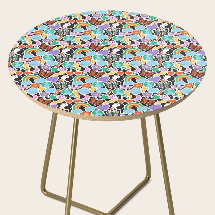 Vintage Y2K cartoon sticker pattern Side Table Gallery Image 2